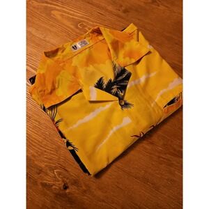 Vintage V.H.O Hawaiian Shirt Yellow Mens Small Preowned 2XL